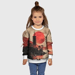 Свитшот детский Башня на фоне алого заката - Япония, цвет: 3D-белый — фото 2