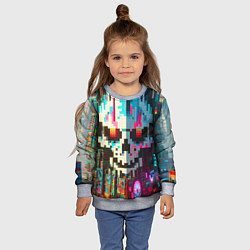 Свитшот детский Череп-небоскрёб Майнкрафт, цвет: 3D-меланж — фото 2