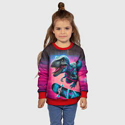 Свитшот детский Дино крутой скейтбордист - граффити, цвет: 3D-красный — фото 2
