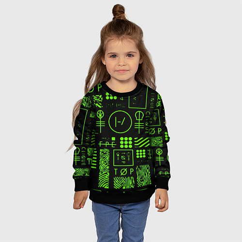 Детский свитшот Twenty one pilots neon / 3D-Черный – фото 4