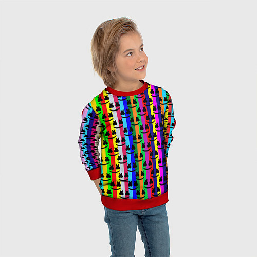 Детский свитшот Marshmello радуга / 3D-Красный – фото 3