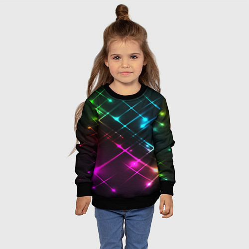 Детский свитшот Неоновый свет абстракция / 3D-Черный – фото 4