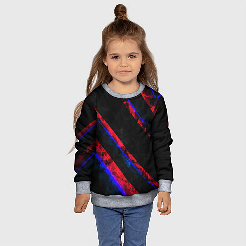 Детский свитшот Неоновые штрихи геометрия / 3D-Меланж – фото 4