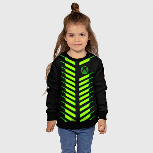 Детский свитшот Xbox green line / 3D-Черный – фото 4