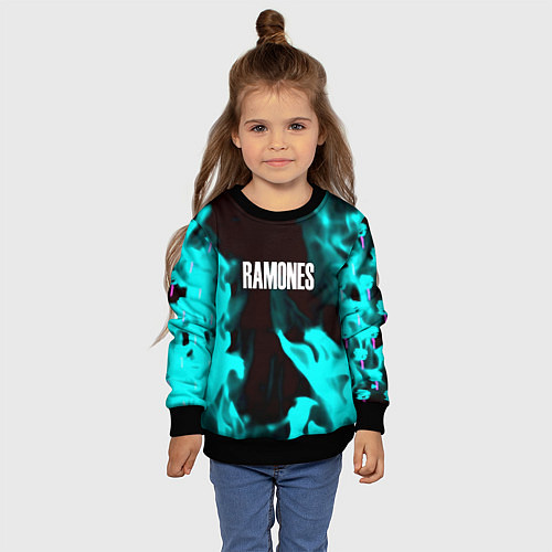 Детский свитшот Ramones fire rose / 3D-Черный – фото 4