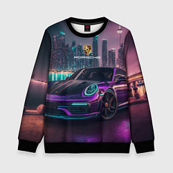 Свитшот детский Porshe night city, цвет: 3D-черный