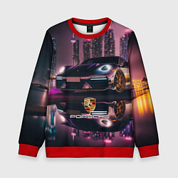 Свитшот детский Porshe night city, цвет: 3D-красный