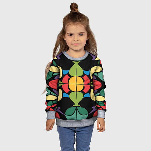 Детский свитшот Калейдоскоп на темном фоне / 3D-Меланж – фото 4