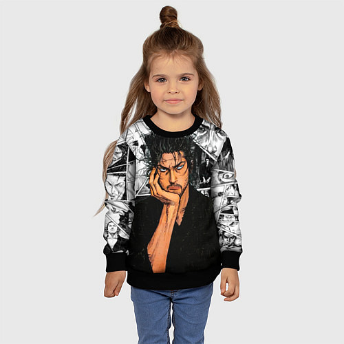 Детский свитшот Musashi ponders / 3D-Черный – фото 4