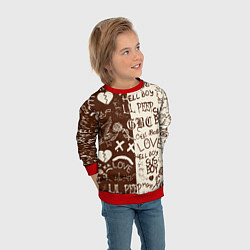 Свитшот детский Lil peep retro pattern, цвет: 3D-красный — фото 2