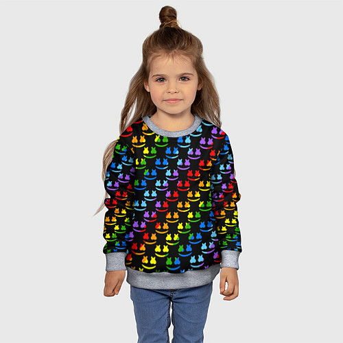 Детский свитшот Marshmello pattern neon / 3D-Меланж – фото 4