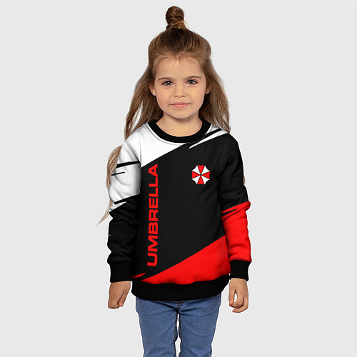 Детский свитшот Umbrella corporation - resident evil / 3D-Черный – фото 4