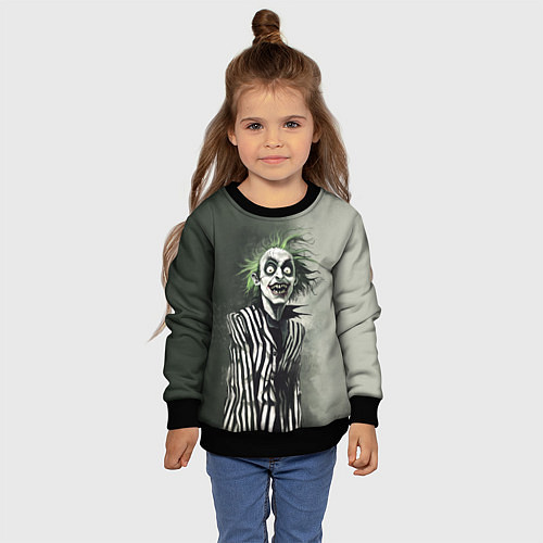 Детский свитшот Сумасшедший Битлджус / 3D-Черный – фото 4