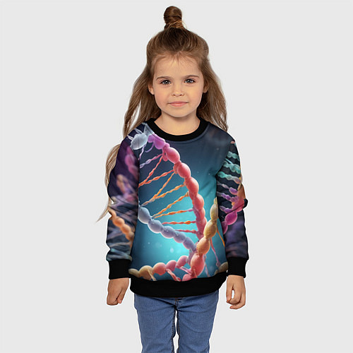 Детский свитшот Разноцветный ДНК / 3D-Черный – фото 4