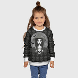 Свитшот детский Ведьма, череп, Хэллоуин, цвет: 3D-белый — фото 2