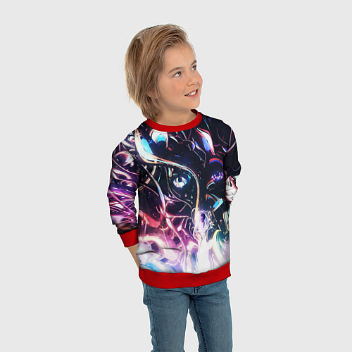 Детский свитшот Фрактальный узор текстура / 3D-Красный – фото 3