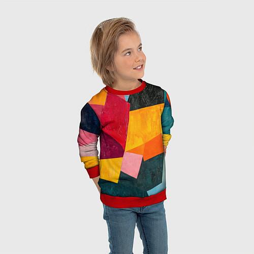 Детский свитшот Геометрия мозайка / 3D-Красный – фото 3