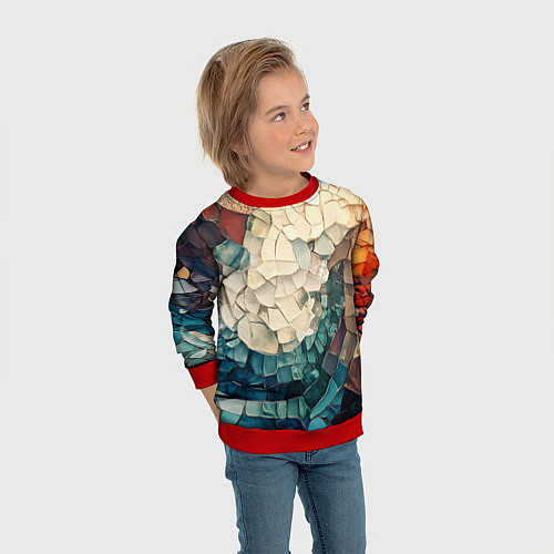 Детский свитшот Мозаика в виде плитки / 3D-Красный – фото 3