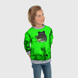 Свитшот детский Monster Hunter fire green, цвет: 3D-меланж — фото 2