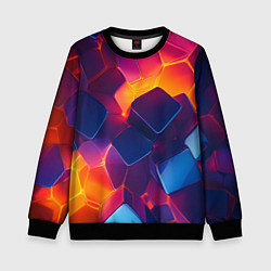 Свитшот детский Неоновая геометрическая текстура, цвет: 3D-черный