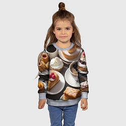 Свитшот детский Кофе и пирожные, цвет: 3D-меланж — фото 2