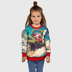 Свитшот детский Дед Мороз сидит на змее, цвет: 3D-красный — фото 2