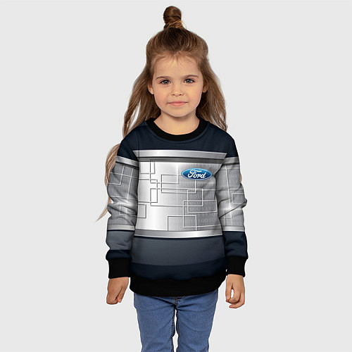Детский свитшот FORD текстура из метала / 3D-Черный – фото 4