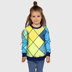 Свитшот детский Геометрия линии клетка, цвет: 3D-синий — фото 2