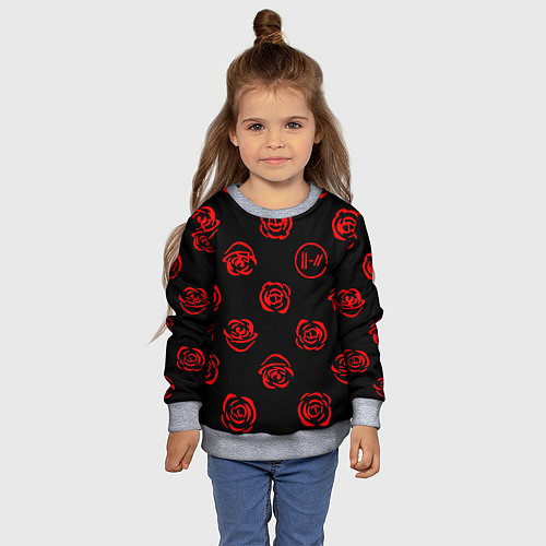 Детский свитшот Twenty one pilots rose pattern / 3D-Меланж – фото 4