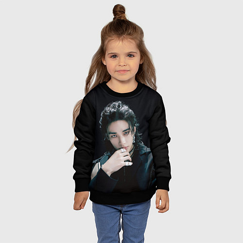 Детский свитшот Stray Kids Hyunjin Giant concept / 3D-Черный – фото 4