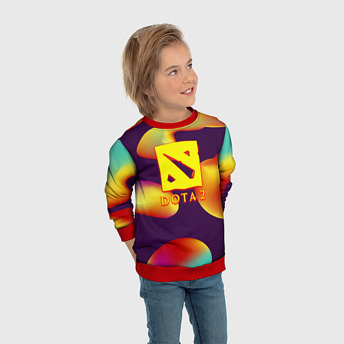 Детский свитшот Dota 2 неоновая абстракция / 3D-Красный – фото 3