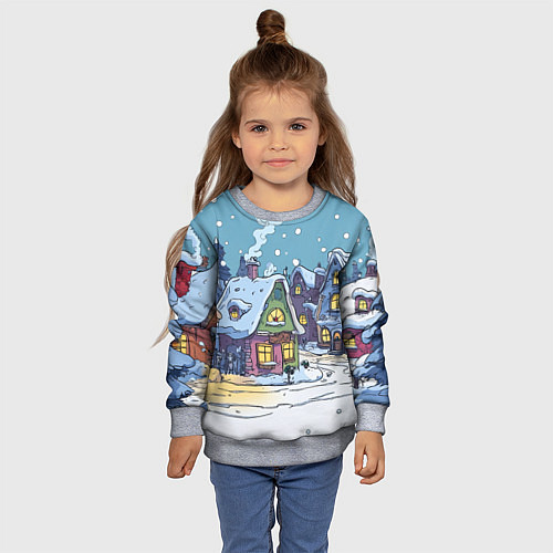Детский свитшот Зимние домики иллюстрация / 3D-Меланж – фото 4