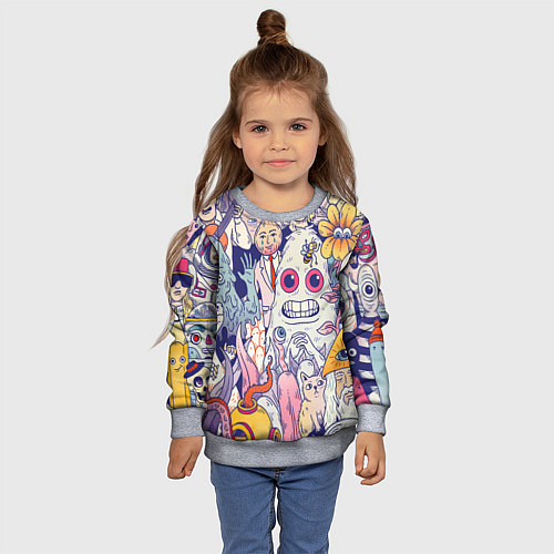 Детский свитшот Психоделические монстры / 3D-Меланж – фото 4