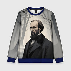 Свитшот детский Достоевский зимняя аллея, цвет: 3D-синий