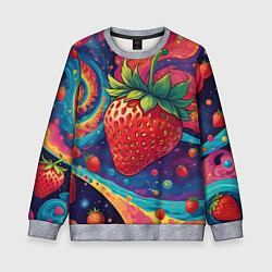 Свитшот детский Психоделика клубничка, цвет: 3D-меланж
