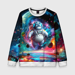 Свитшот детский Astronaut Totoro in neon space - ai art fantasy, цвет: 3D-белый
