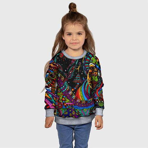 Детский свитшот Оптический узор девушка / 3D-Меланж – фото 4