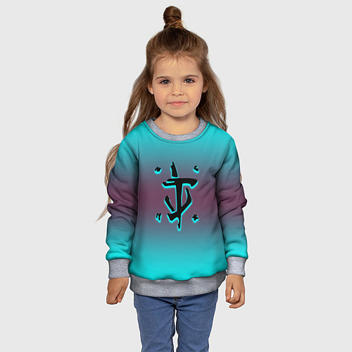 Детский свитшот Doom gradient logo / 3D-Меланж – фото 4