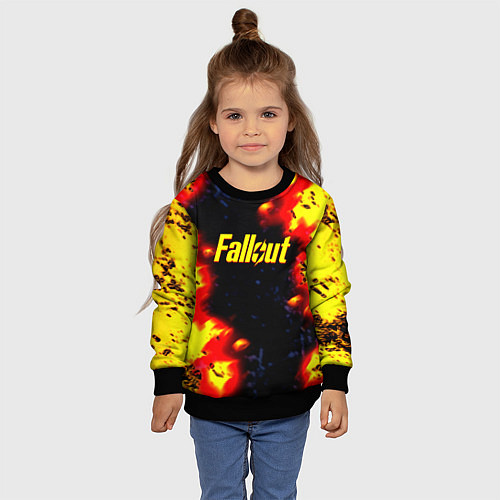 Детский свитшот Fallout огненные краски стиль / 3D-Черный – фото 4