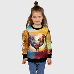 Свитшот детский Петух на ярком фоне, цвет: 3D-черный — фото 2
