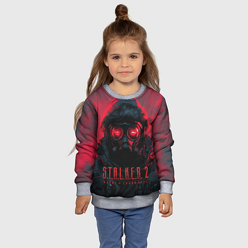 Детский свитшот Stalker 2 в противогазе / 3D-Меланж – фото 4
