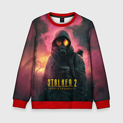 Свитшот детский Stalker 2 горящий атомный завод, цвет: 3D-красный