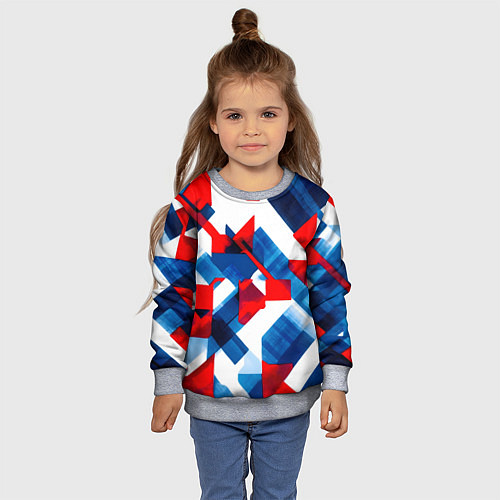 Детский свитшот Сине бело красная абстракция / 3D-Меланж – фото 4