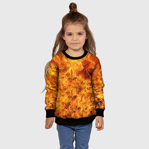 Детский свитшот Весь в огне / 3D-Черный – фото 4