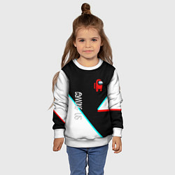 Свитшот детский Among us geometry steel glitch, цвет: 3D-белый — фото 2