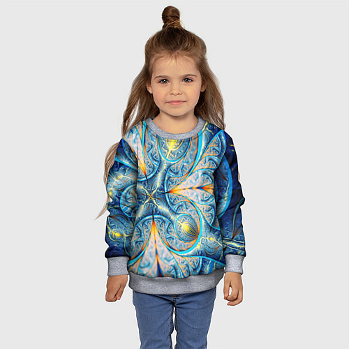 Детский свитшот Оптический узор фрактальный / 3D-Меланж – фото 4