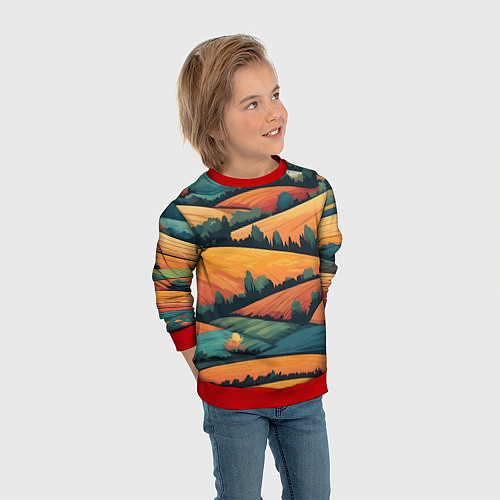 Детский свитшот Поля луга / 3D-Красный – фото 3