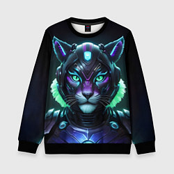 Свитшот детский Неоновый кибер тигр, цвет: 3D-черный