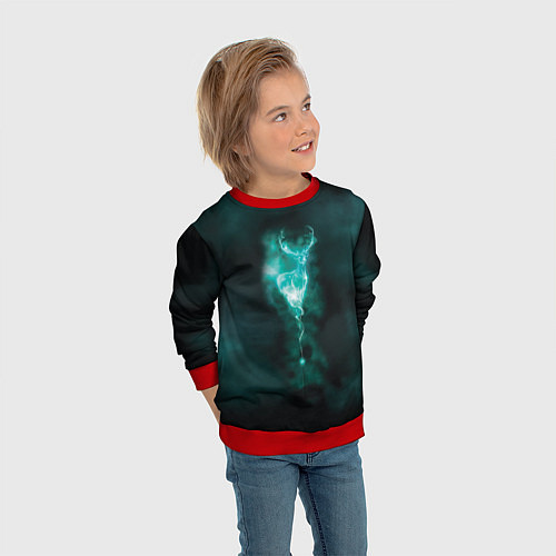 Детский свитшот  Patronus deer / 3D-Красный – фото 3