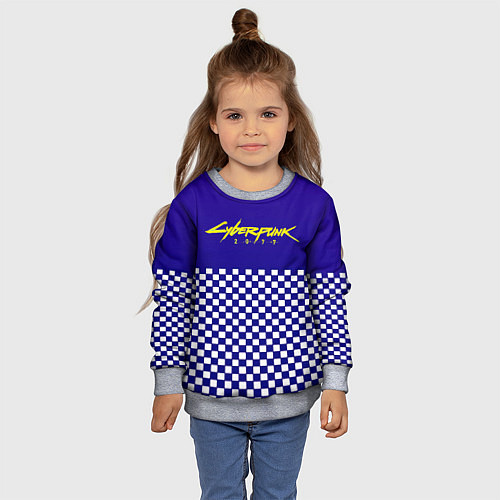 Детский свитшот Cyberpunk 2077 клетка / 3D-Меланж – фото 4